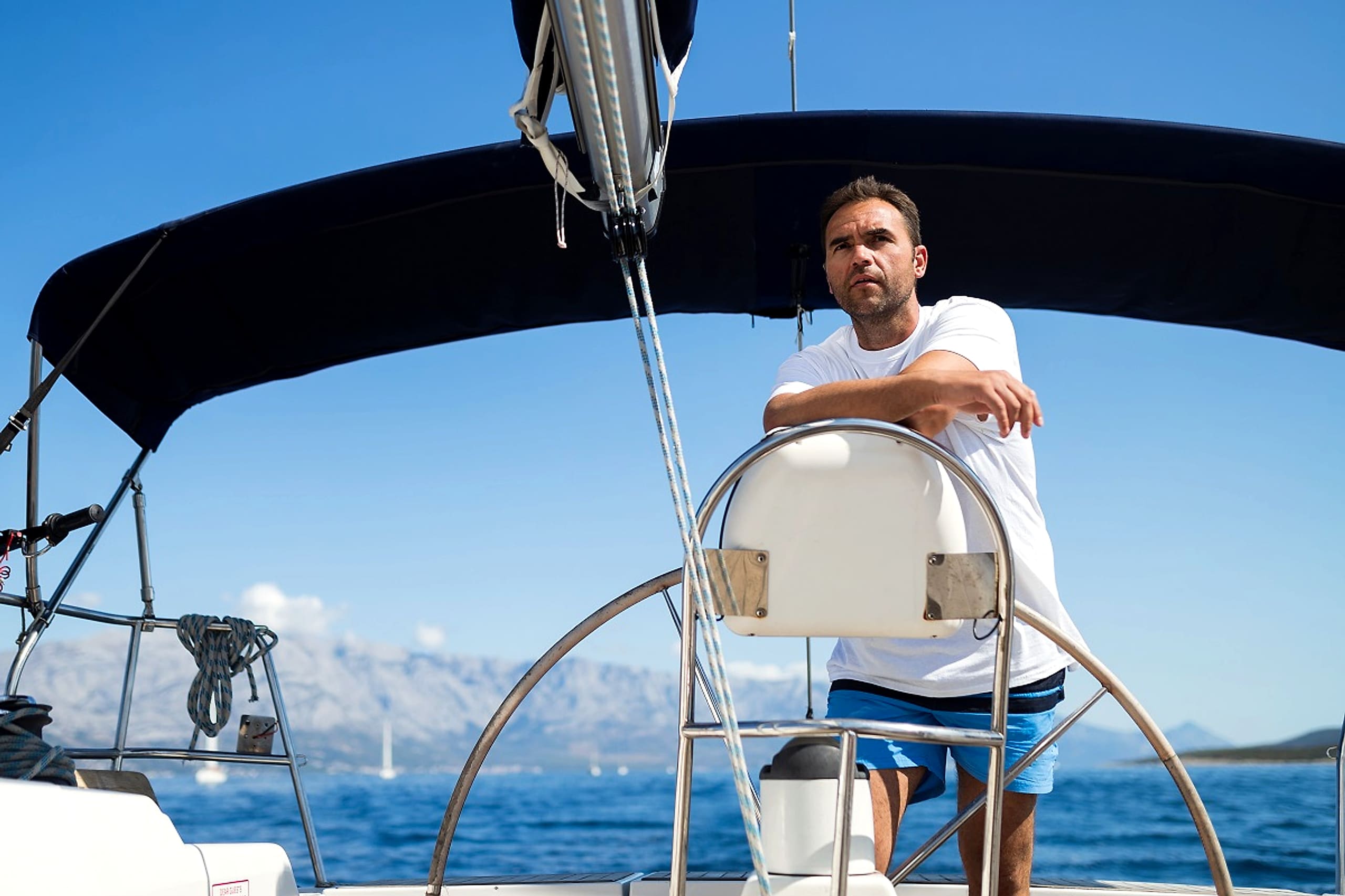 A BrookHaven team member sailing on open water